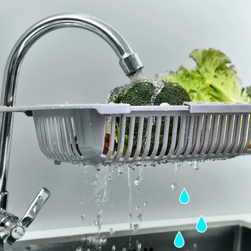 Colador sobre el fregadero, cesta coladora, lavar verduras y frutas, drenaje, accesorios de cocina extensibles, utensilios de cocina