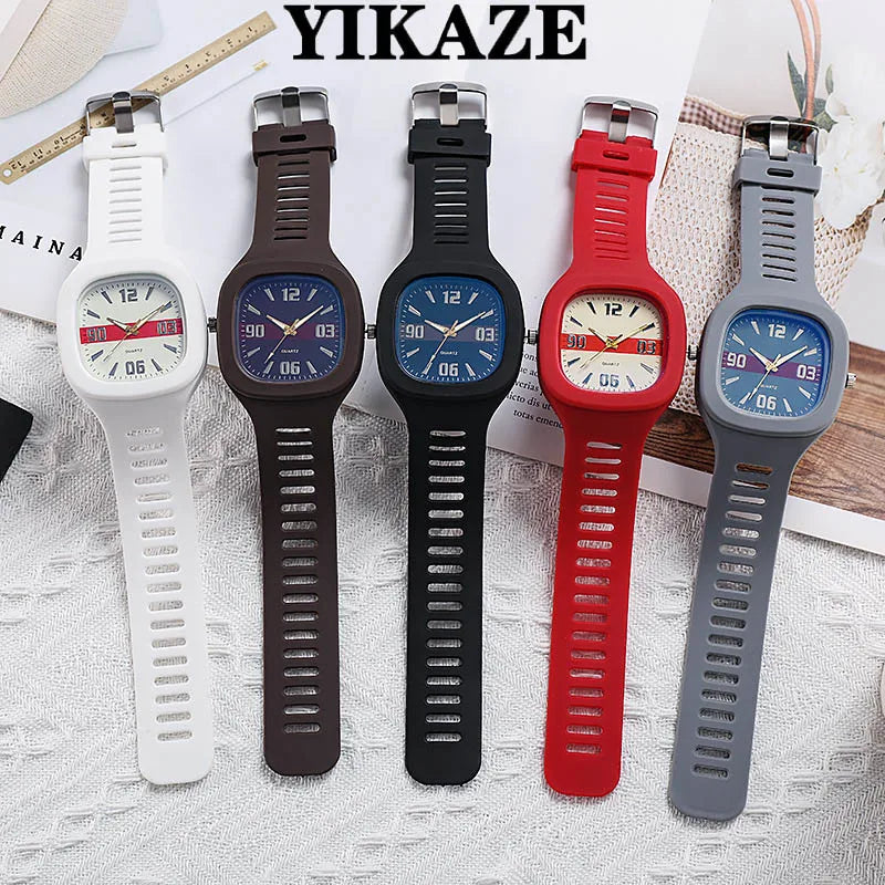 Reloj de Cuarzo Cuadrado para Mujer, Correa Silicona