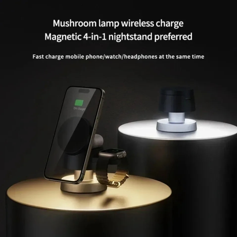 Cargador Inalámbrico Magnético de 15W con Luz Nocturna para Magsafe iPhone 17 16 Pro Max 15 14 13 12 Apple Watch 11 Airpods Pro Carga Rápida