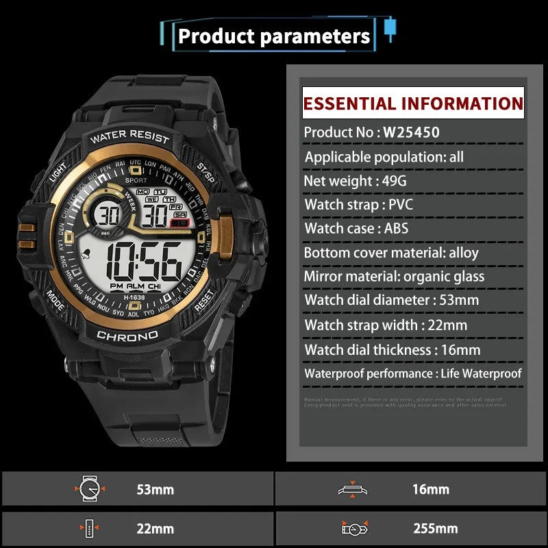Reloj Digital Deportivo con Cronómetro y Calendario