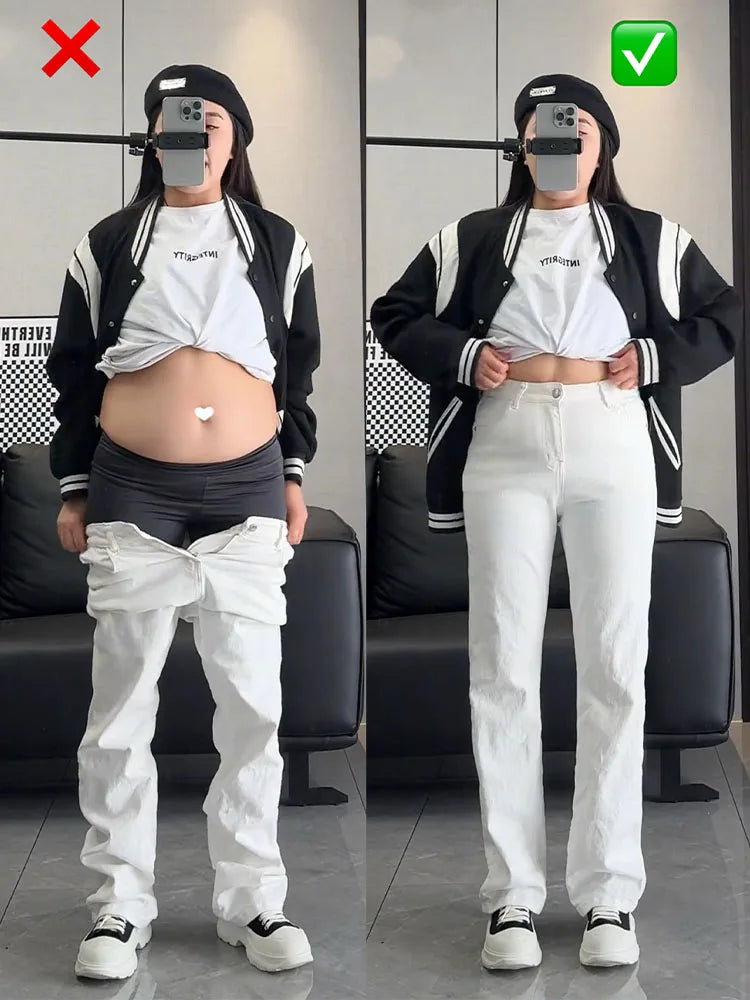 Pantalones Vaqueros Holgados de Pierna Recta para Mujer