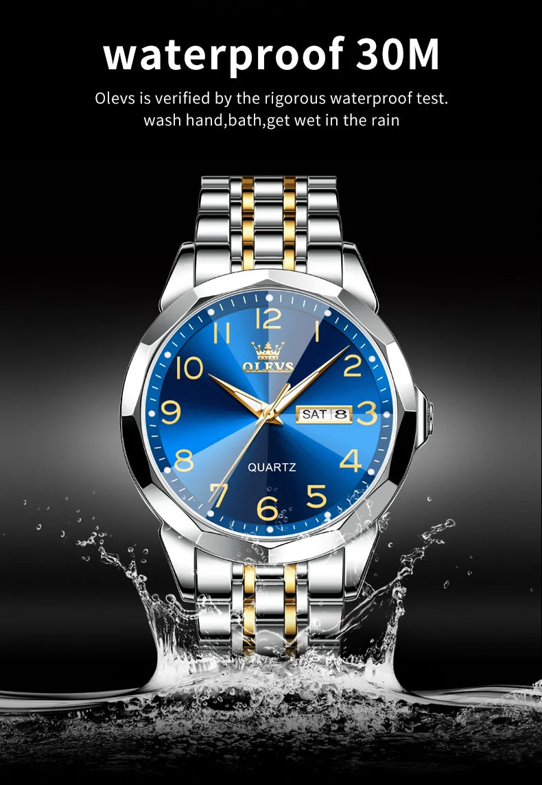 Reloj de Cuarzo Analógico para Hombre OLEVS 9970 Acero Inoxidable Negocios