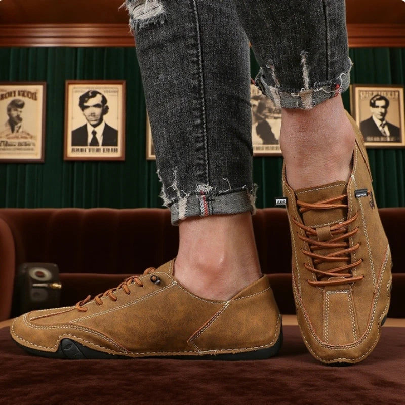 Botines para hombre con costuras a la moda, zapatos informales ligeros y cómodos para caminar, tenis transpirables, zapatos para conducir al aire libre