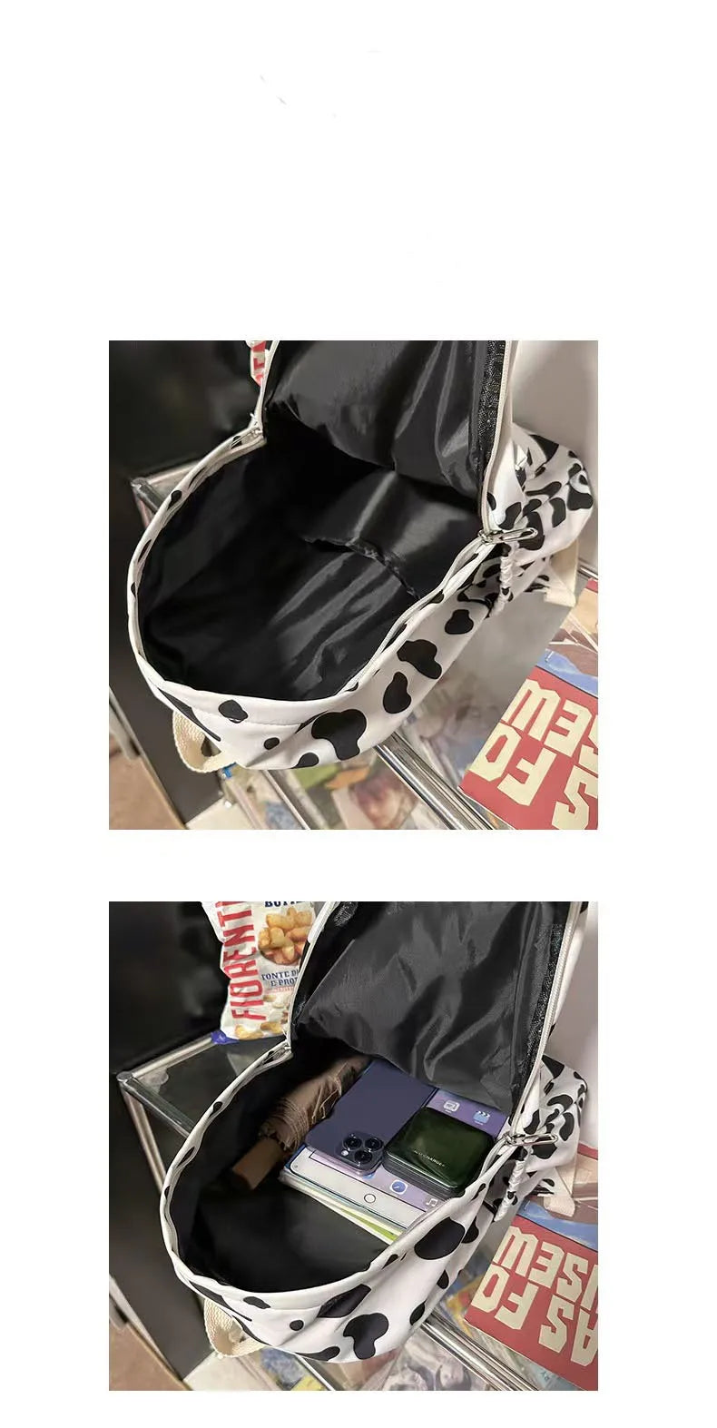 Mochila Escolar de Moda con Estampado de Vaca para Niños