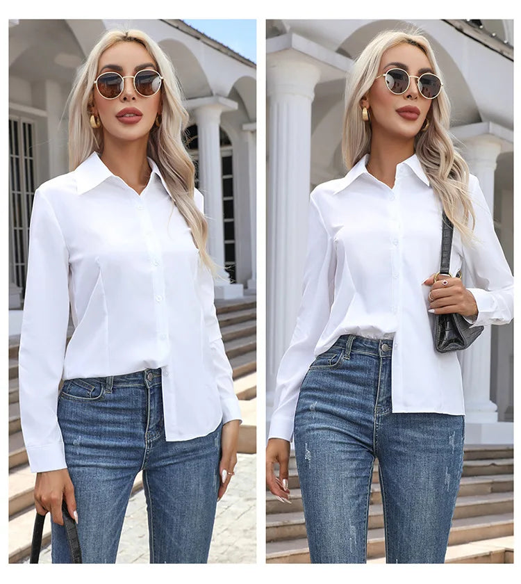 Blusa Elegante de Gasa con Botones para Mujer