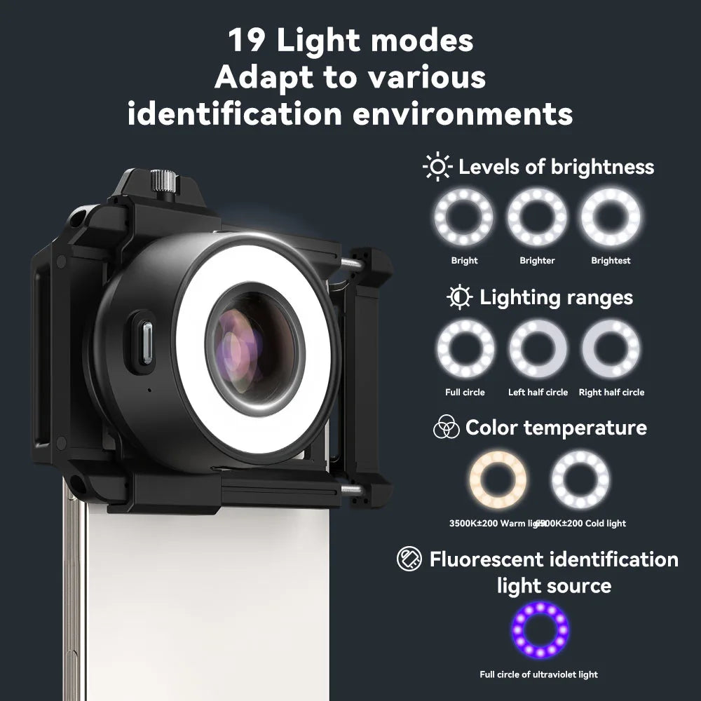 Lente Microscopio 120X APEXEL para Smartphone con Luz LED