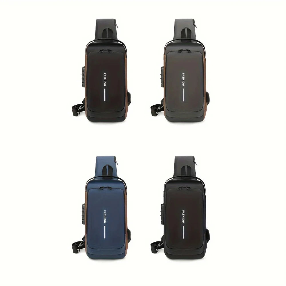 Bolso antirrobo con bloqueo de contraseña para hombre, bolso de pecho, mochila pequeña deportiva informal, bolso de hombro individual para motocicleta, bolso de hombro moderno