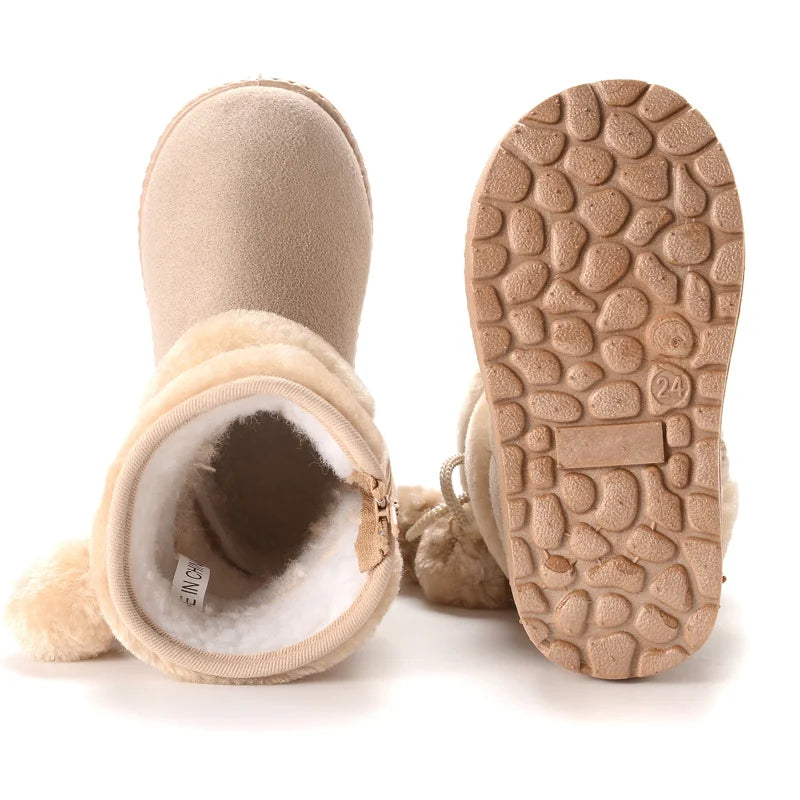 Nuevas botas de nieve para niñas, botas de invierno cómodas y gruesas y cálidas para niños, botas gruesas de otoño para niños, zapatos de princesa