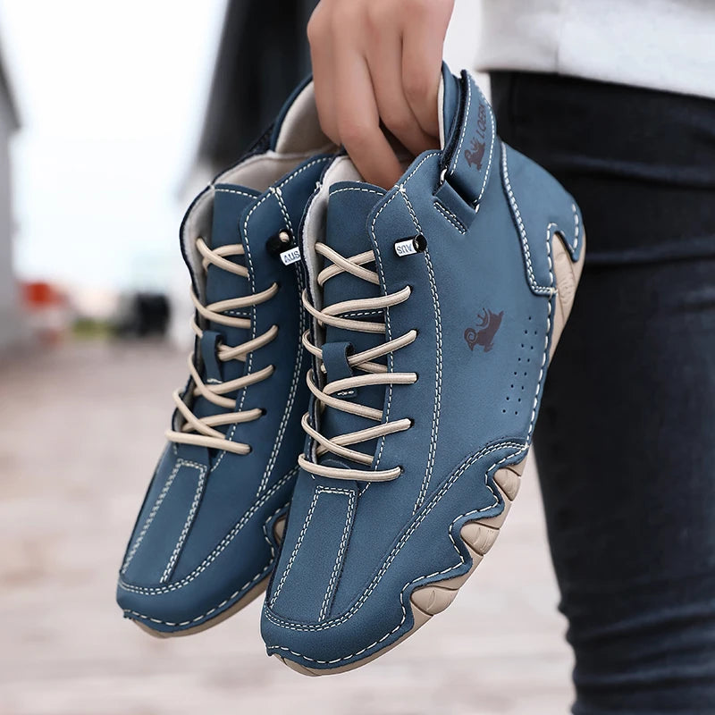 Zapatos informales de cuero, zapatillas de deporte para hombre, mocasines para caminar al aire libre, calzado cómodo, botas de lujo para hombre