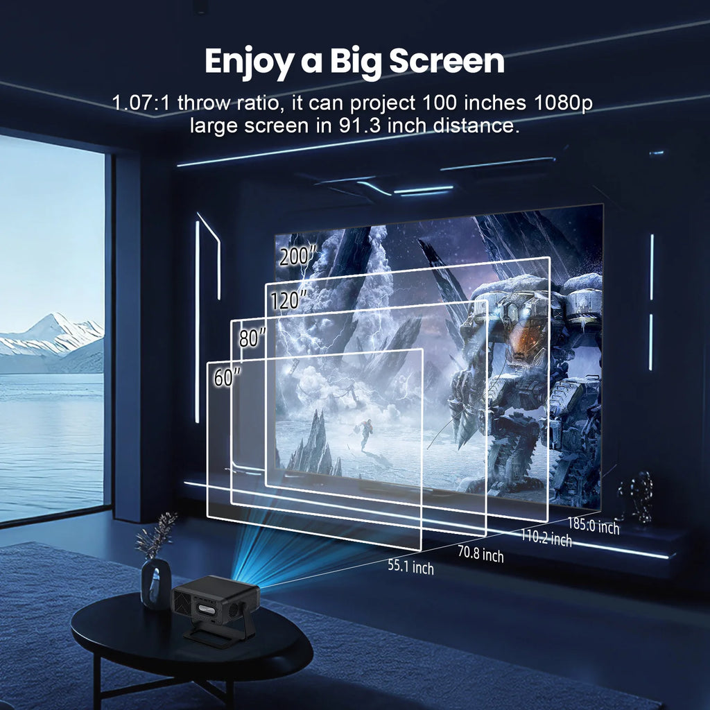 Proyector XNANO GT350 con Google TV, 600 ANSI, Resolución Nativa 1080P, WiFi, Bluetooth, Enfoque Automático, Keystone, Chromecast, HDR10+, Cine en Casa