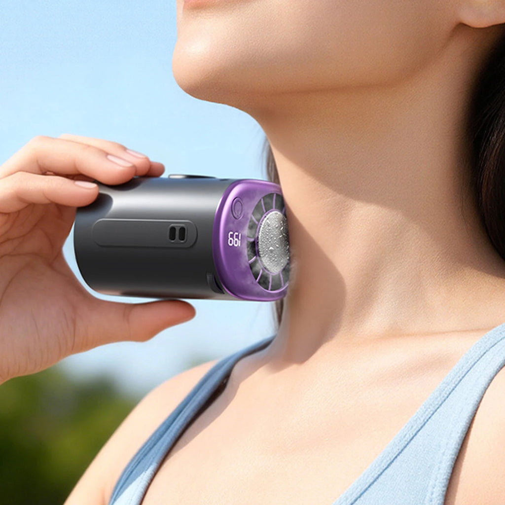 Ventilador de Cuello Colgante con Pantalla LED Recargable