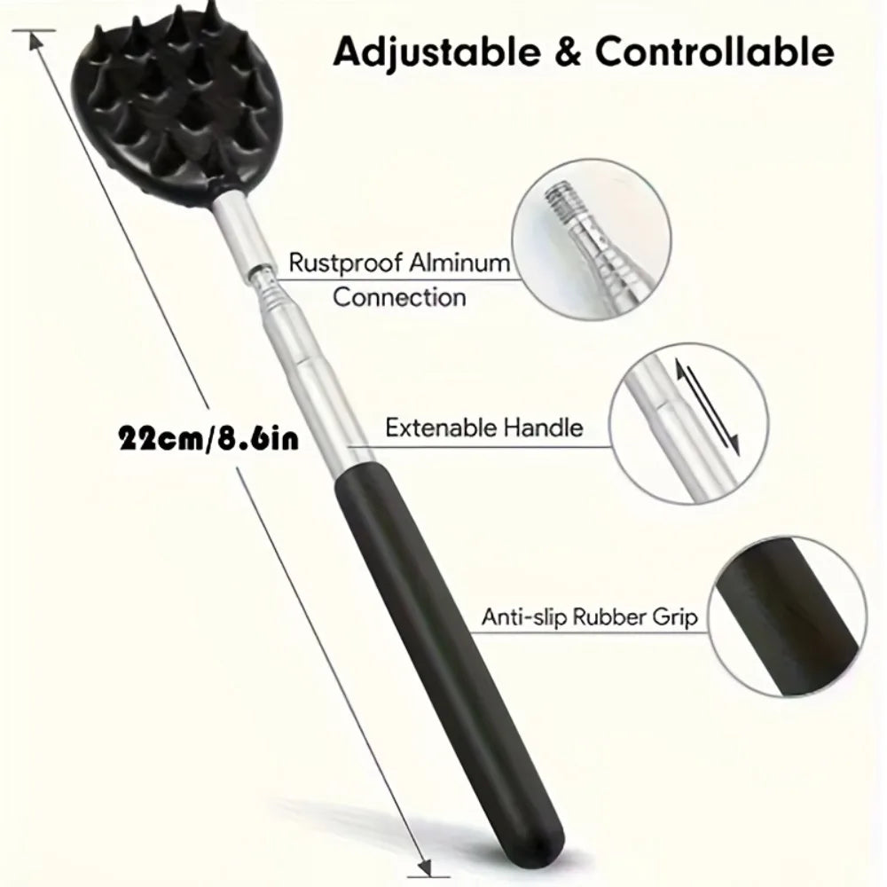 Rascador de espalda extensible con forma de cactus, resistente, longitud ajustable, para usar con una sola mano, para cama, sofá, coche, viajes    PVC Resistente
