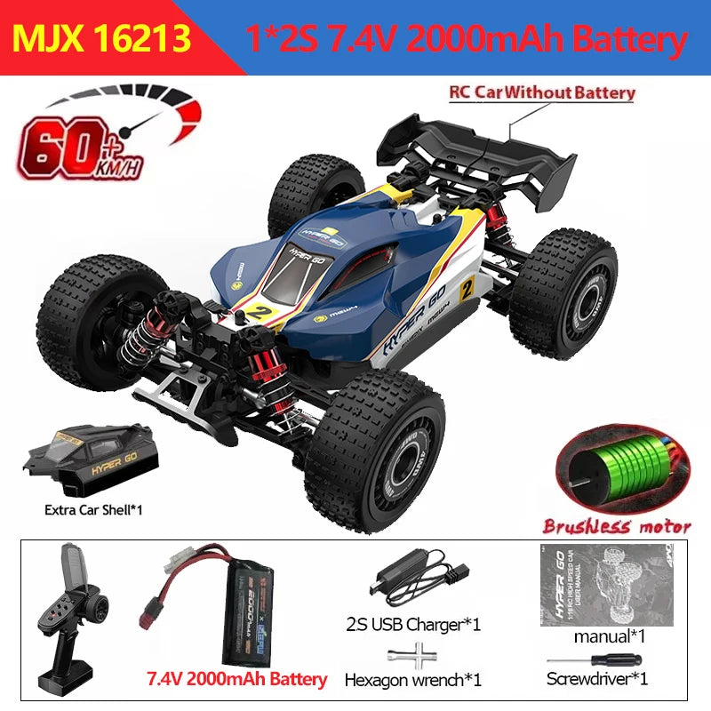 Coche RC 1/16 4WD sin Escobillas, 60 KM/H, Control Remoto 2.4G