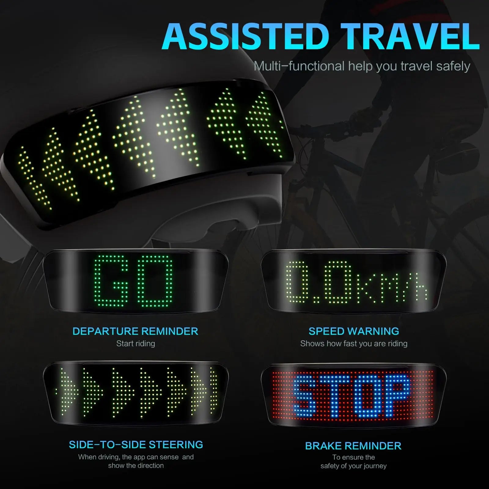 Pantalla LED para Casco, Luces Intermitentes para Casco de Motocicleta, Control por Aplicación, Luz Trasera de Advertencia LED para Casco de Motocicleta