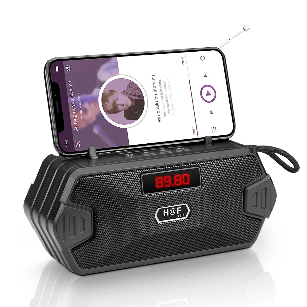 Receptor de Radio FM para exteriores, altavoz inalámbrico Aux portátil con Bluetooth, Subwoofer, caja de sonido de música, Bluetooth de alta fidelidad para el hogar y el coche