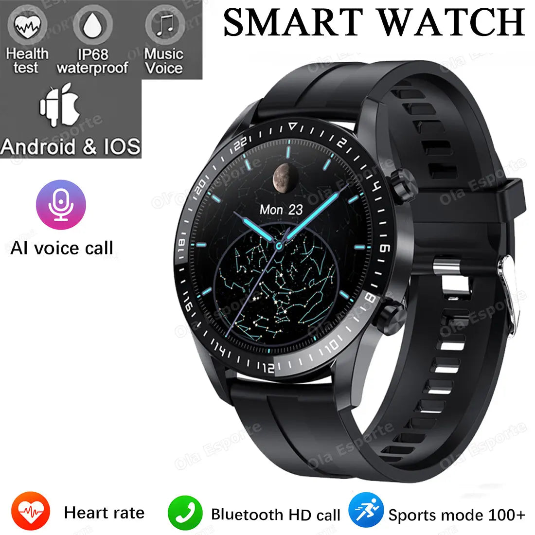 Smartwatch ECG y PPG con Monitor de Presión Arterial y Llamadas BT