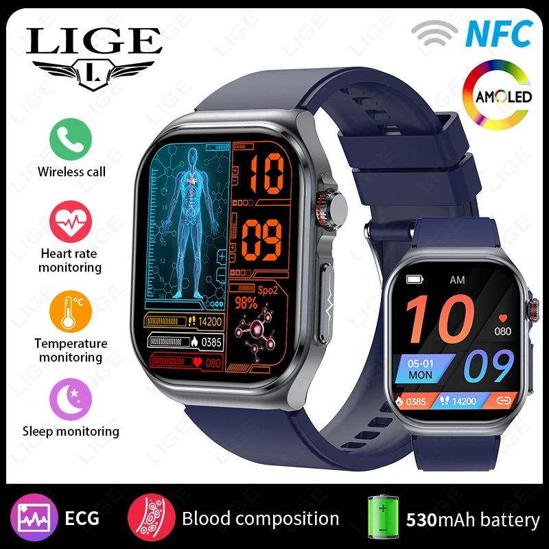 LIGE ET585 Reloj Inteligente AMOLED ECG