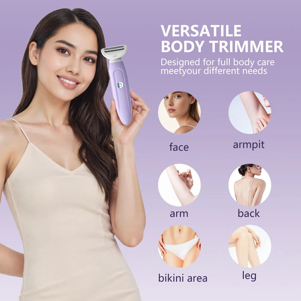 Maquinilla de afeitar 5 en 1 para mujer, depiladora corporal, recortadora de Bikini, Afeitadora eléctrica para cara, nariz, cejas, brazos, axilas y piernas
