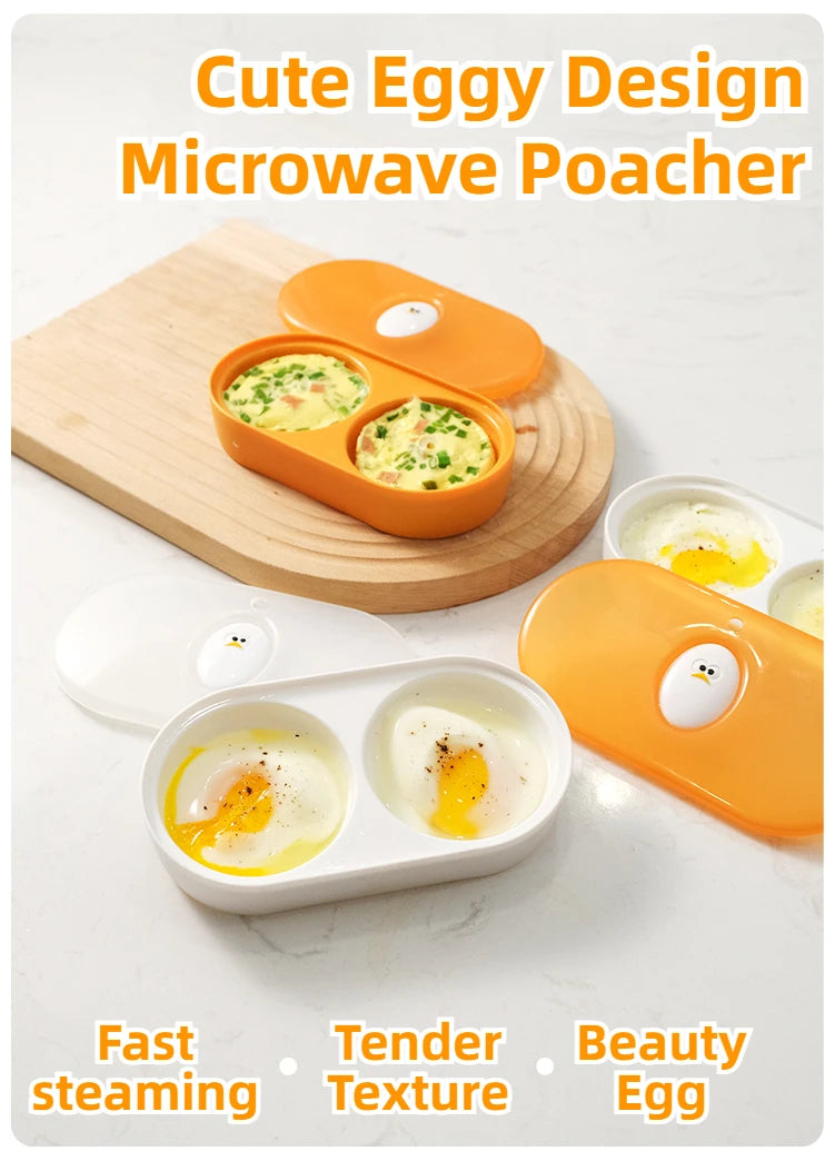 Joie-pulidor de huevos doble para microondas, cazador de huevos, caja de huevos fritos, caja de huevos al vapor para desayuno, herramientas para huevos, herramienta de cocina
