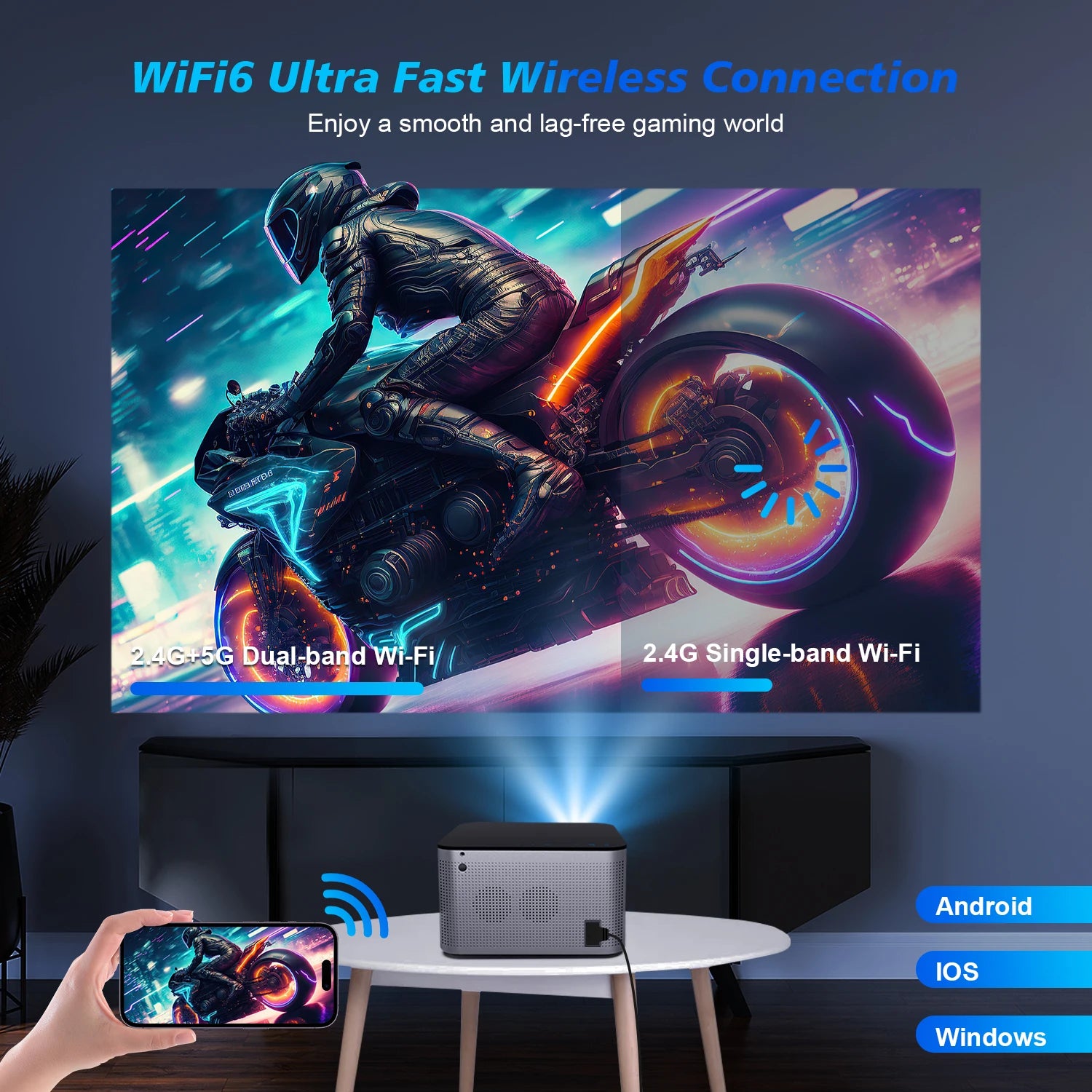 Proyector Magcubic HY350 Pro 580ANSI Android 11 4K 1080P Wifi6 Control de voz Allwinner H713 Enfoque electrónico BT 5,0 cine en casa