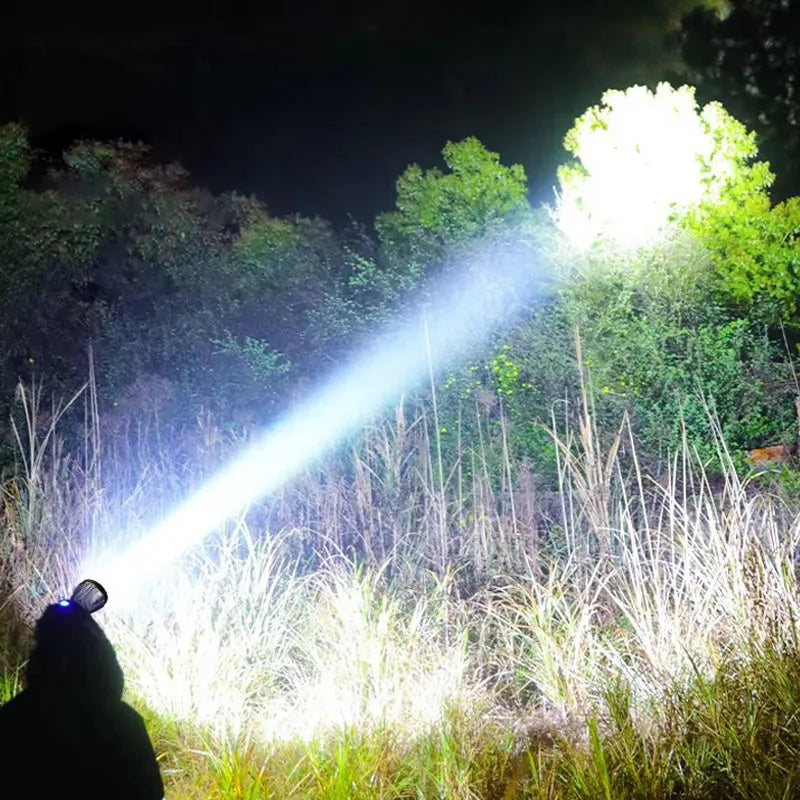 Linterna Frontal LED Recargable de Aluminio con Zoom, para Camping y Pesca