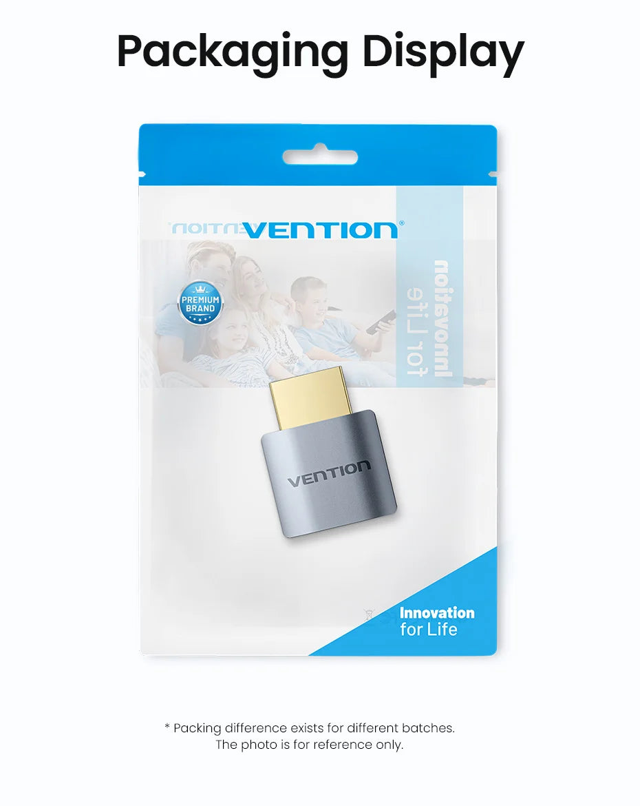 Vention Emulador de Pantalla Virtual HDMI 4K60Hz, Conector Ficticio sin Cabeza para Minero y Videojuegos, Pantalla Fantasma para Bloqueo de Pantalla AFK
