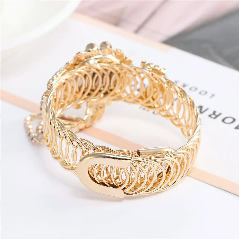 Reloj de Cuarzo de Lujo con Brazalete Dorado Mujer