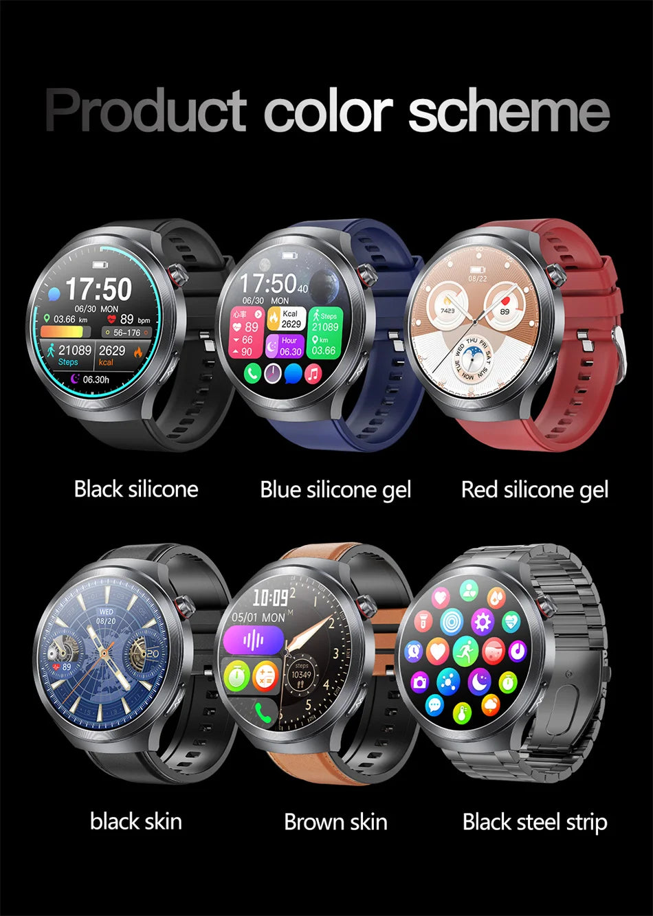 Nuevo Reloj Inteligente con Pantalla de Cristal de Zafiro de 1.73 Pulgadas, Monitor de Salud, Ácido Úrico, Grasa en Sangre, Presión Arterial, ECG+PPG, Análisis Corporal, para Hombre
