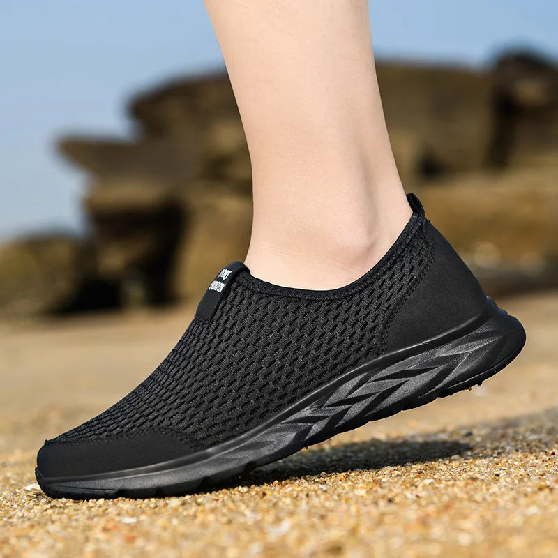 YRZL, zapatillas de deporte para hombre, zapatos informales de malla transpirable para hombre, mocasines antideslizantes para exteriores de talla grande, zapatos de tenis ligeros para caminar para hombre