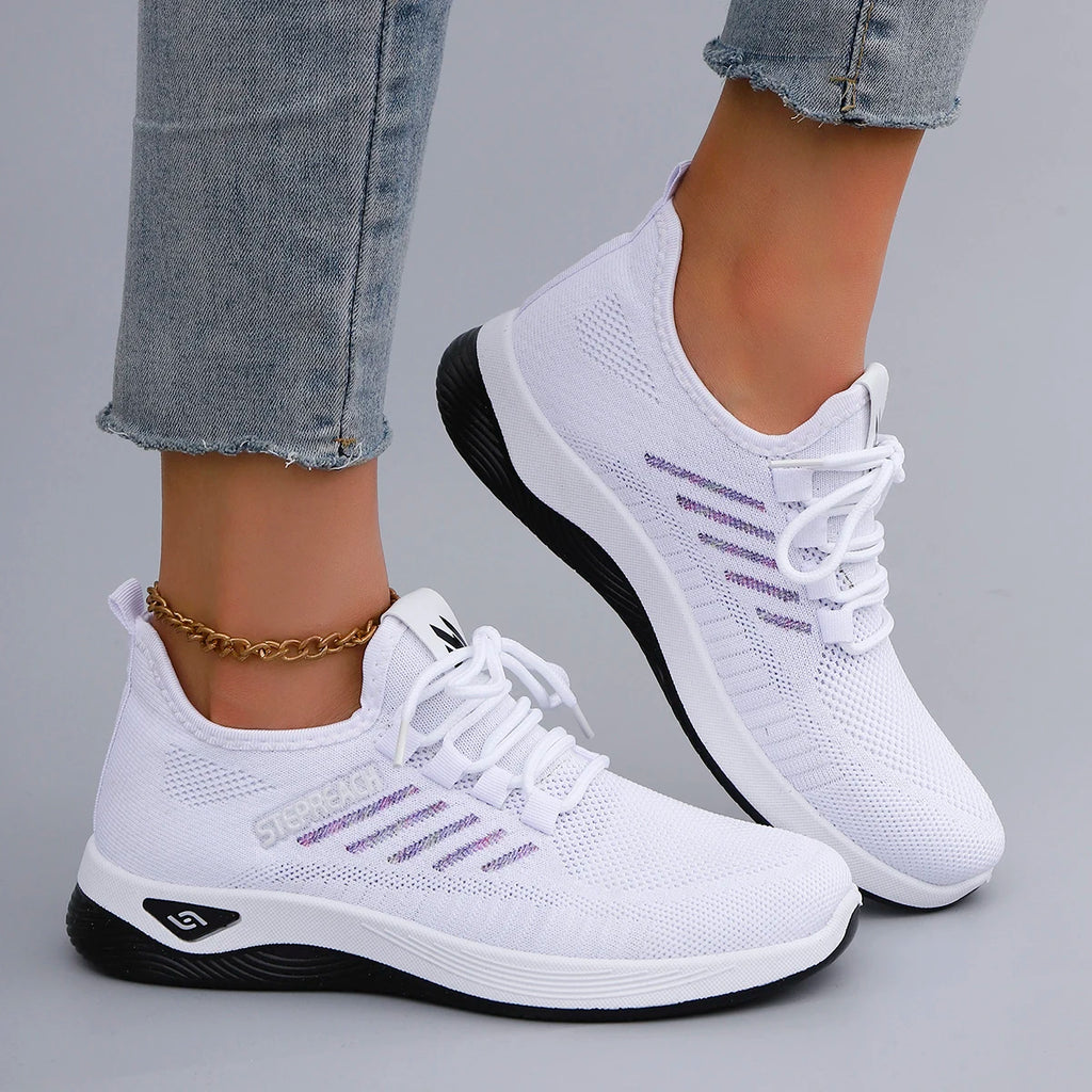 Primavera y otoño nuevos zapatos deportivos informales con cordones para mujer, cómodos, transpirables, ligeros y resistentes al desgaste