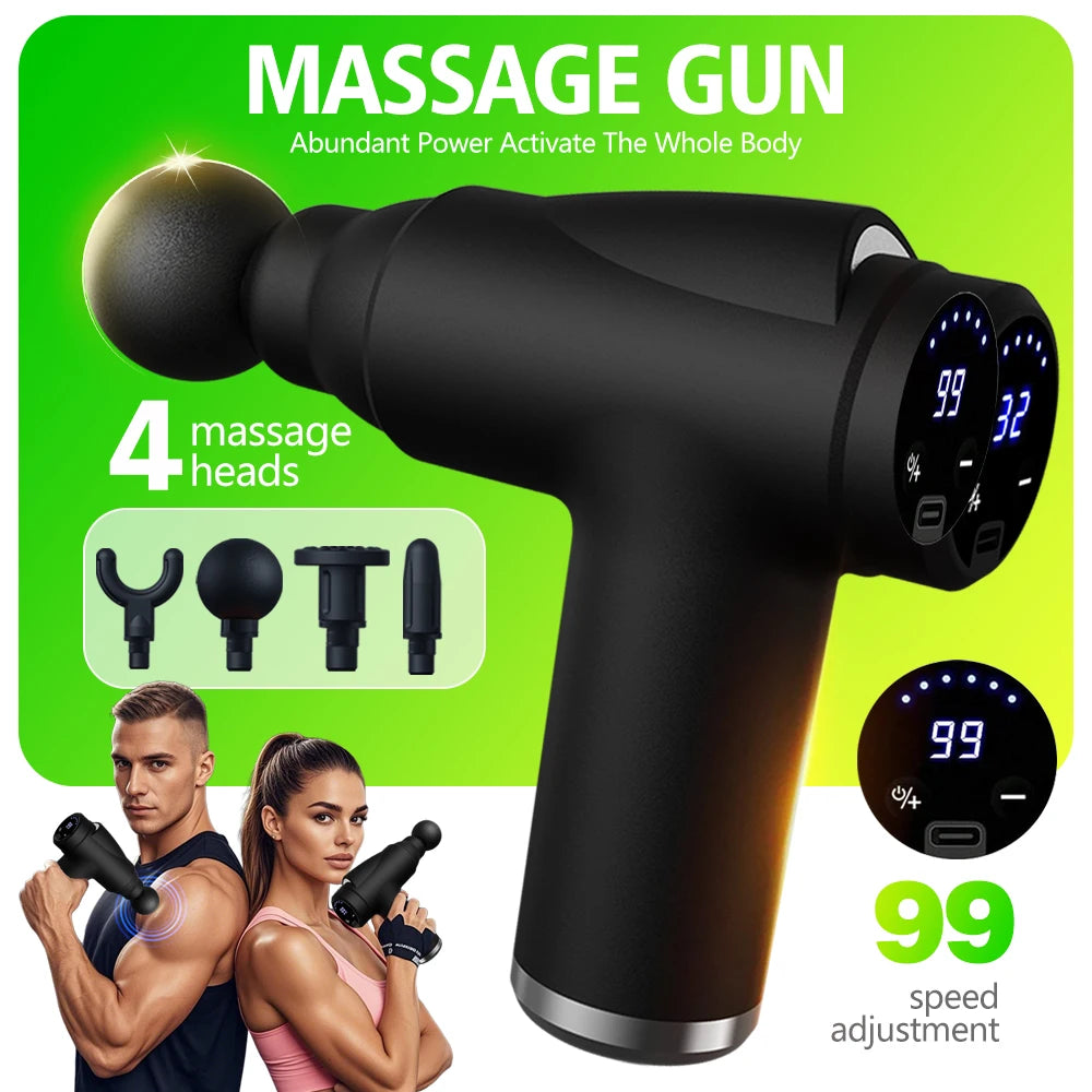 Pistola de masaje eléctrica, masajeador Facial de tejido profundo, 99 niveles, brazos, espalda, pierna, relajación muscular para cuerpo, espalda, brazo, deporte, Fitness