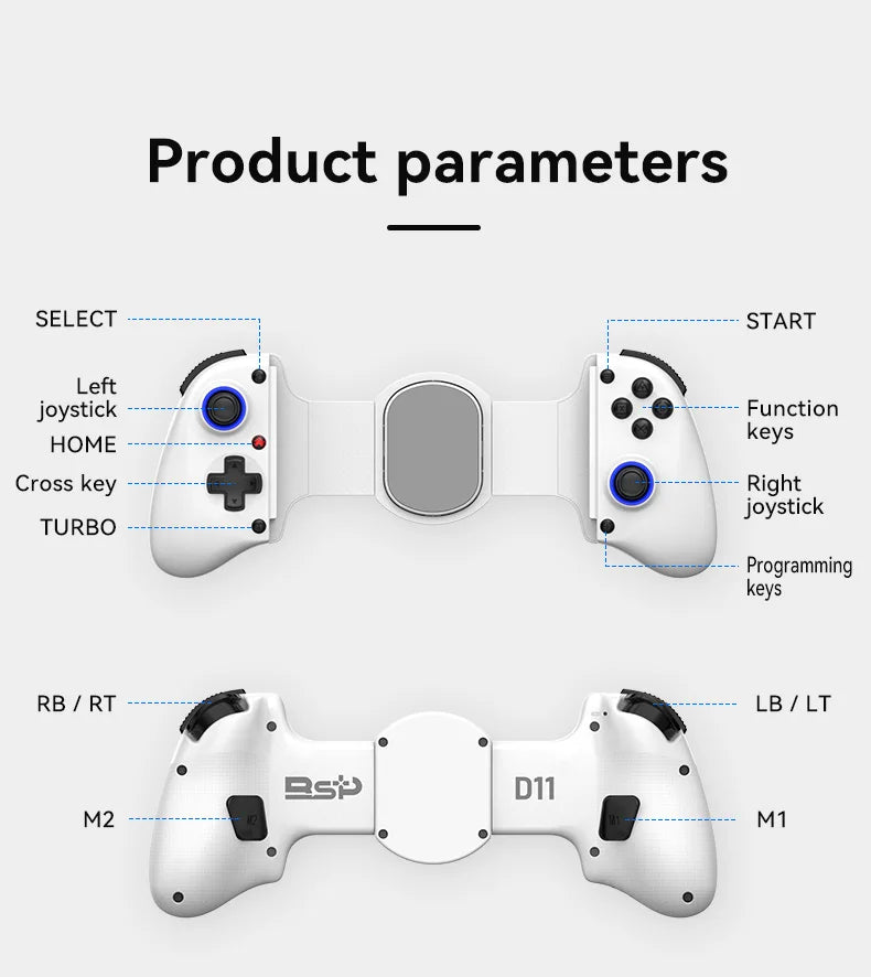 Controlador de mando inalámbrico telescópico D11 para SWITCH/Android/IOS/PS3/PS4/Xbox, controlador de juego de refrigeración de estiramiento Bluetooth