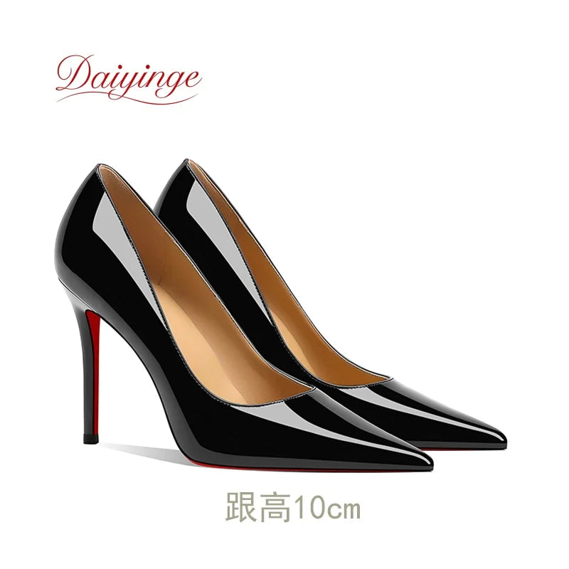 Zapatos de Tacon de Aguja con Suela Roja para Mujer, Punta Fina