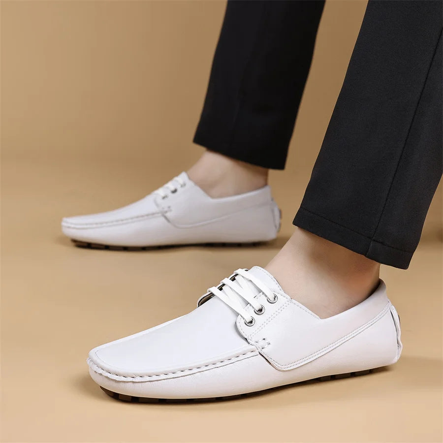Zapatos Casuales de Piel Sintética Hechos a Mano para Hombre, Antideslizantes, Mocasines Cómodos para Conducir, Zapatos de Vestir para Oficina