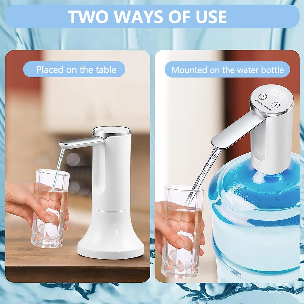 Bomba dispensadora de agua eléctrica para garrafón de 19 litros, recargable USB