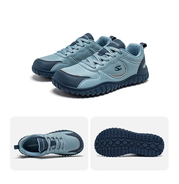 HOBIBEAR Zapatos de punta ancha Zapatillas de deporte unisex artificiales descalzas Zapatos de viaje al aire libre con cordones casuales para mujeres y hombres