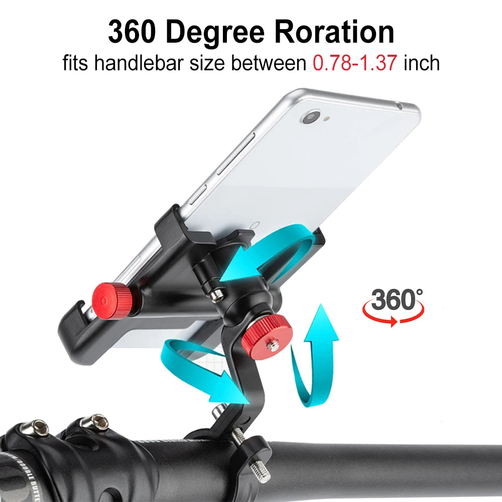 Soporte de Teléfono para Bicicleta y Moto, Aluminio, Ajustable