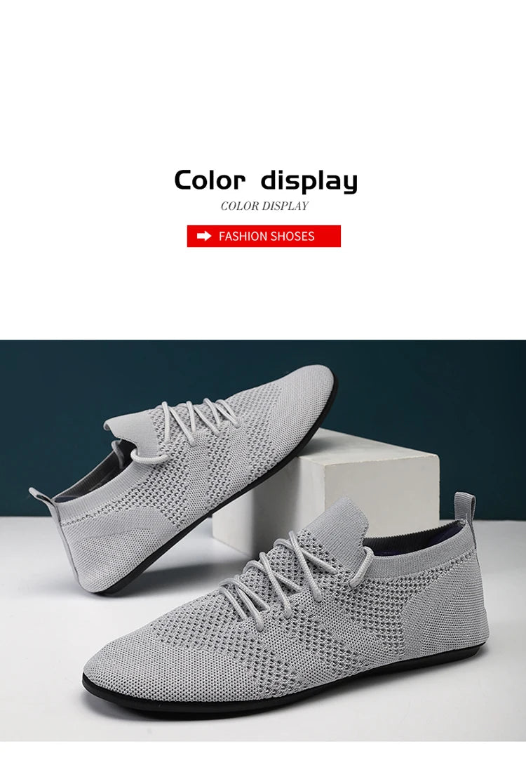 Zapatos informales con cordones para hombre, mocasines de malla transpirables para parejas, zapatillas informales ligeras y suaves para hombre, calzado para conducir al aire libre 36-47