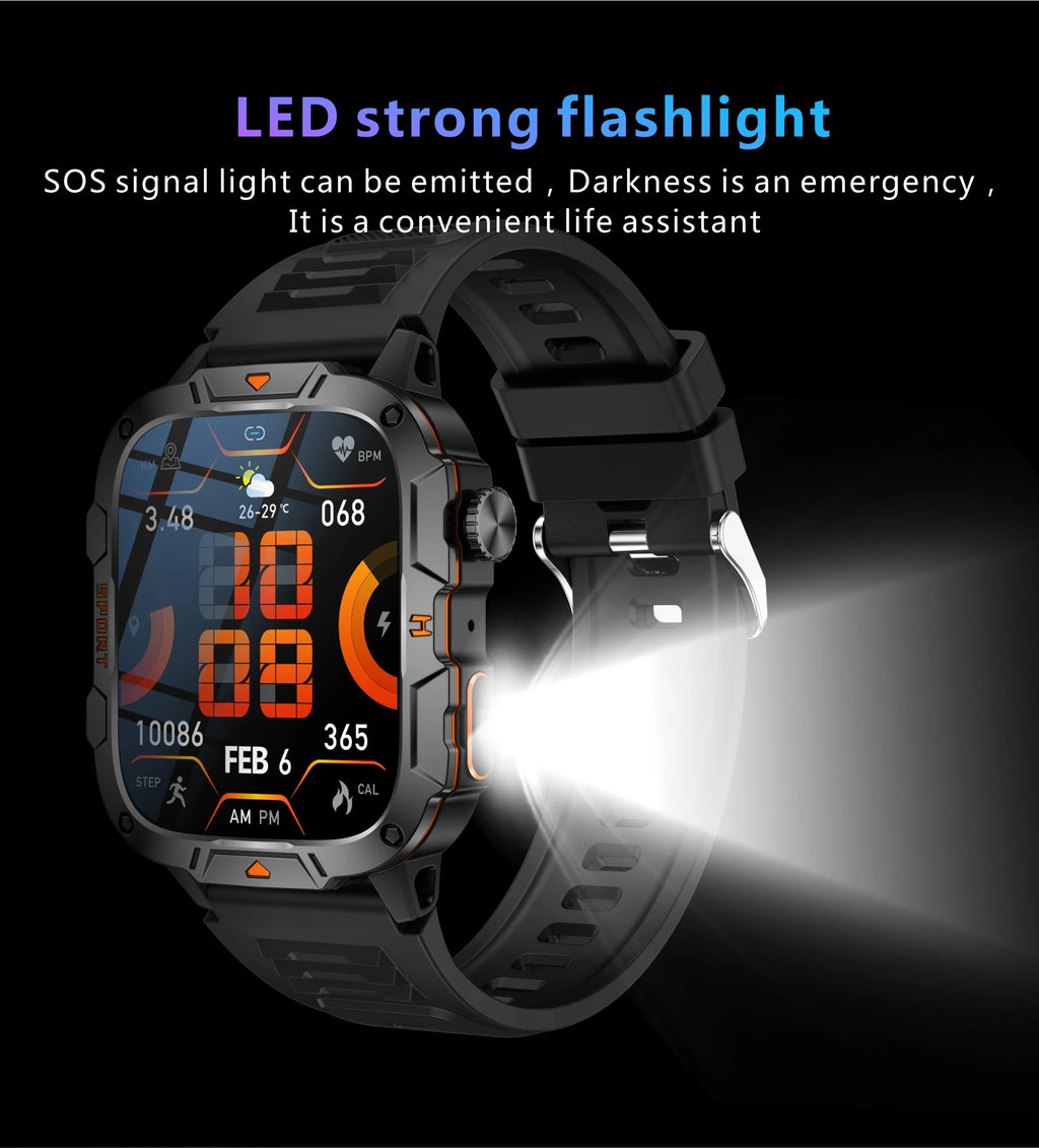 Reloj Inteligente de Grado Militar 2025, Pantalla AMOLED de 1.96 Pulgadas, Resistente al Agua 5ATM, Reloj Inteligente Deportivo con Llamadas Bluetooth