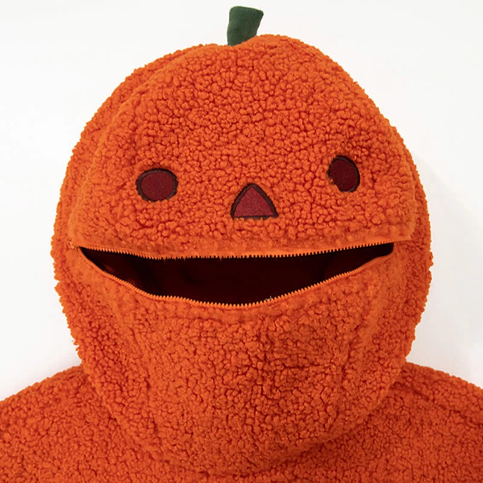 2025 otoño sudaderas con capucha de calabaza fiesta de Halloween cabeza de calabaza polar de cordero mujeres Sudadera con capucha bordado ropa de calle gruesa