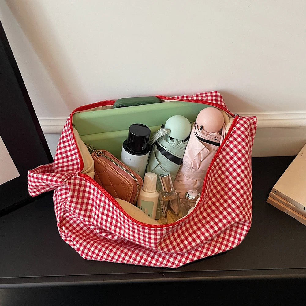 Bolso Bandolera para Mujer Estilo Casual, Diseño Retro a Cuadros, Versátil, Gran Capacidad, Tipo Dumpling, Bolso Tote para el Día a Día