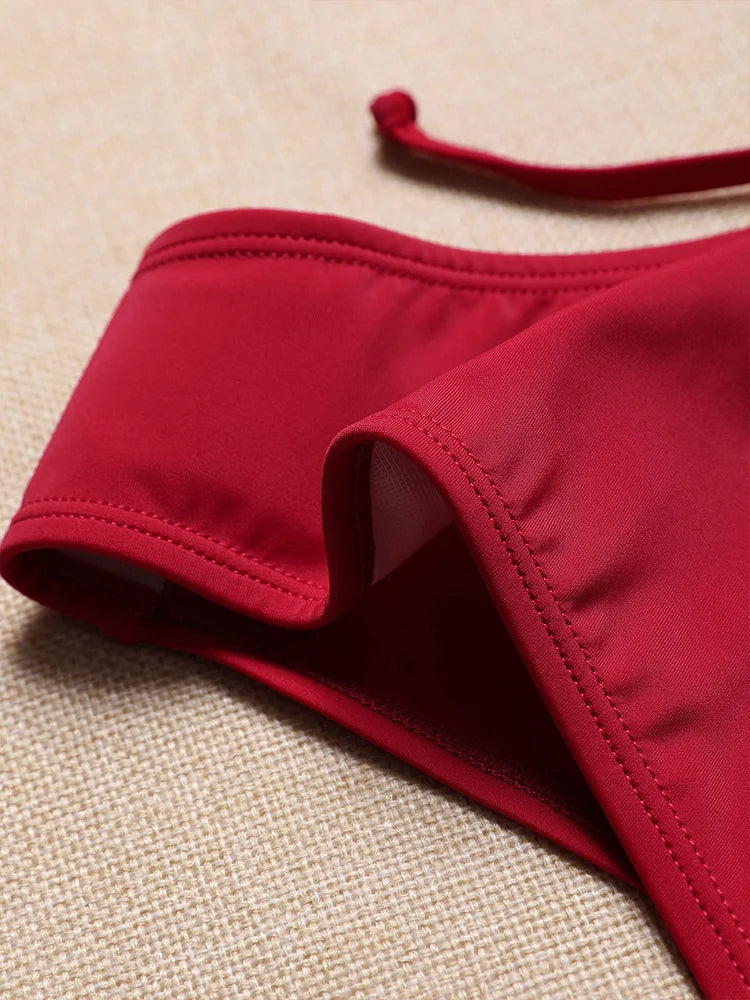 Traje de Baño Bikini Triangular con Tiras Laterales 2026, con Relleno, Sexy, Color Sólido, Moda de Verano para Mujer, Conjunto de Bikini, Nueva Llegada