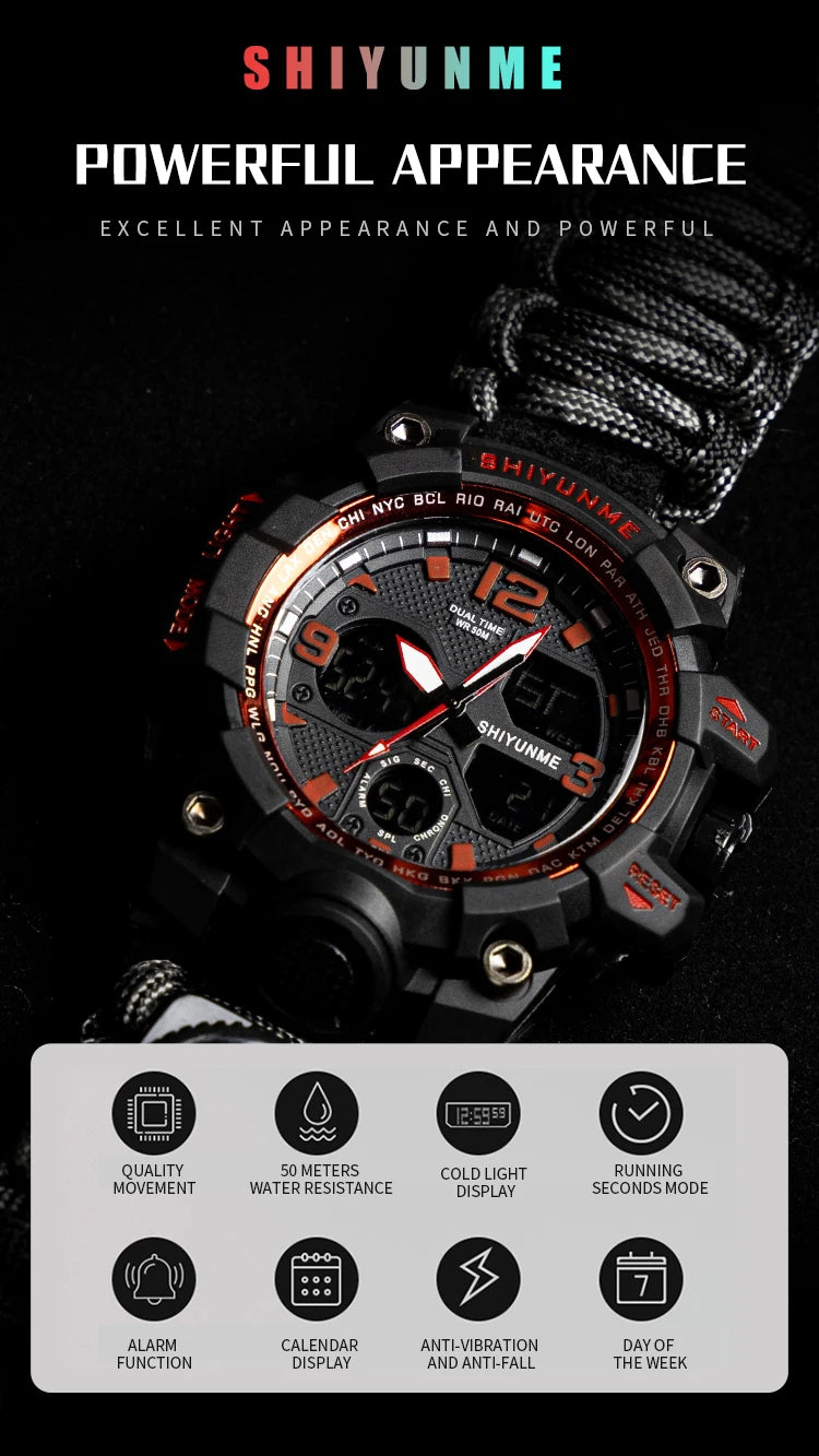 Reloj Militar SHIYUNME para Hombre con Brújula, LED y Temperatura