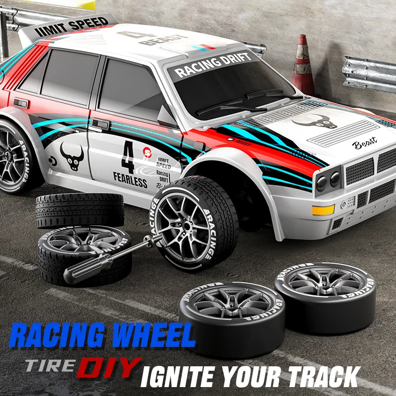 2025 nuevo coche 4WD RC escala 1:24 tracción en las cuatro ruedas Drift con dos configuraciones de velocidad 20 km/h luz LED juguetes para niños recargable SG204