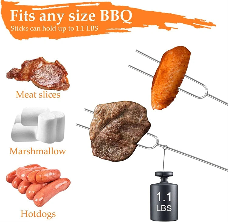 LMETJMA 8 Uds. Brochetas para barbacoa, palitos extensibles para asar malvavisco, brochetas telescópicas para barbacoa de acero inoxidable KC0467
