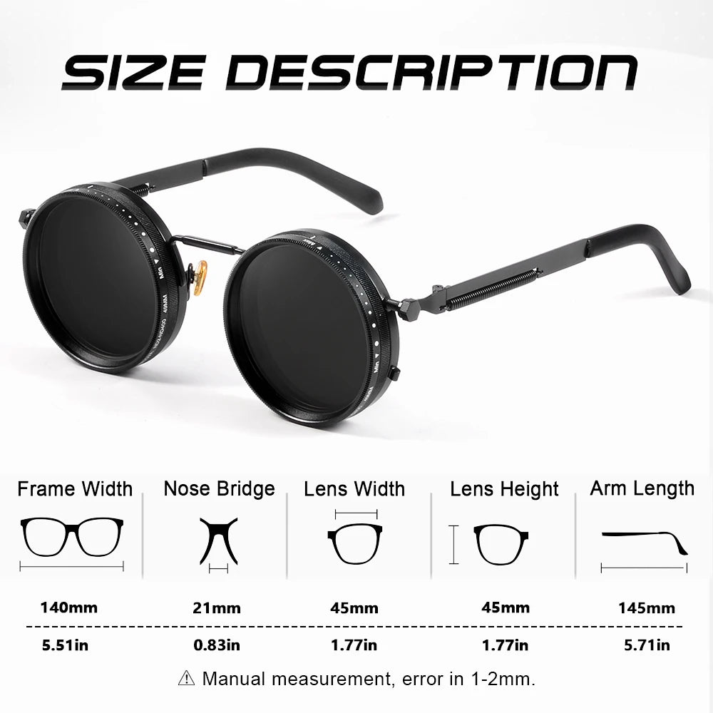 CRIXALIS gafas de sol redondas polarizadas ND9 con atenuación ajustable para hombres y mujeres, gafas de pesca Retro Punk para hombres, gafas para exteriores UV400