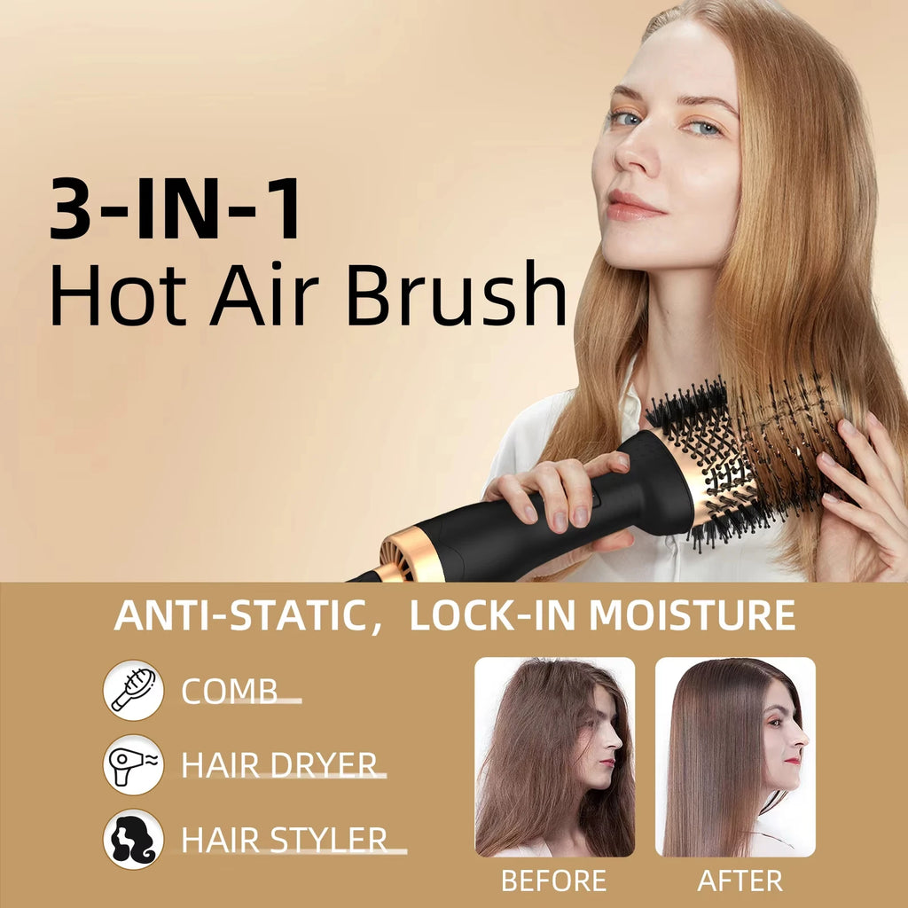 Cepillo de Aire Caliente para Rizar y Alisar el Cabello, Cepillos Eléctricos para el Cabello, Peine Caliente, Rizador Profesional, Cepillo Térmico Anti-Quemaduras