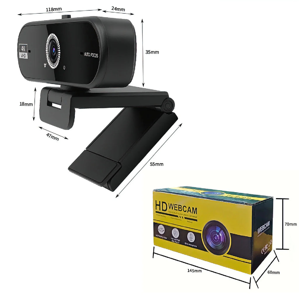 Cámara web 4K con enfoque automático y micrófono con cancelación de ruido