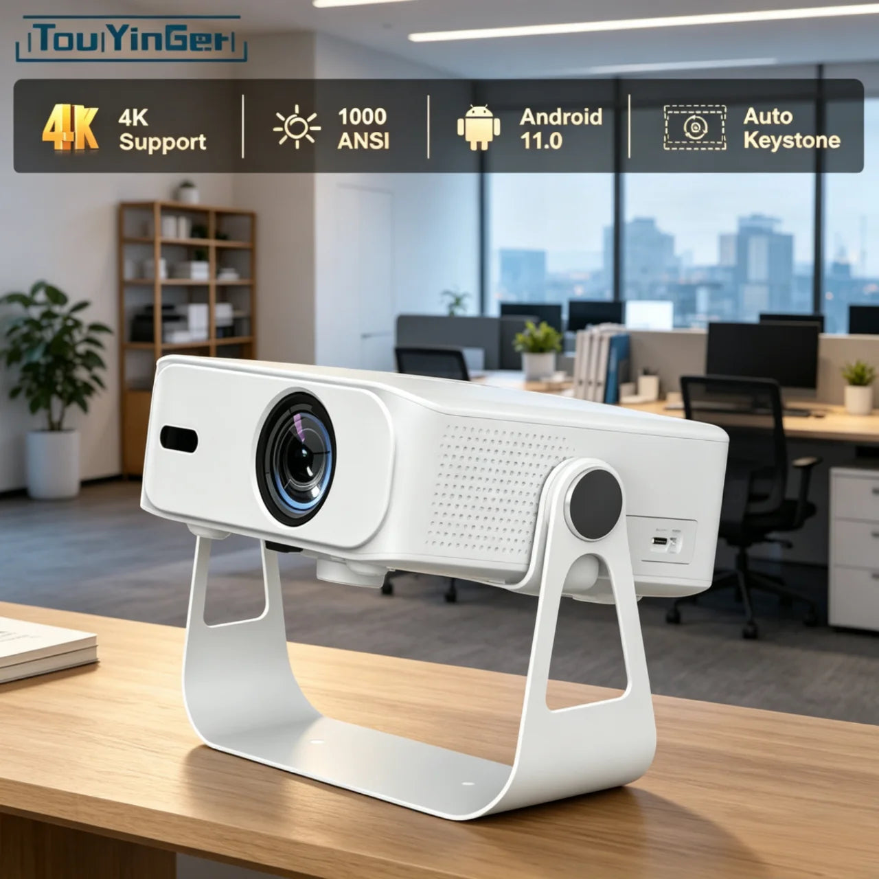 Proyector Mini Portátil Touyinger L9W Ultra Android Edition 1000ANSI Full HD con PTZ para Cine en Casa Inteligente