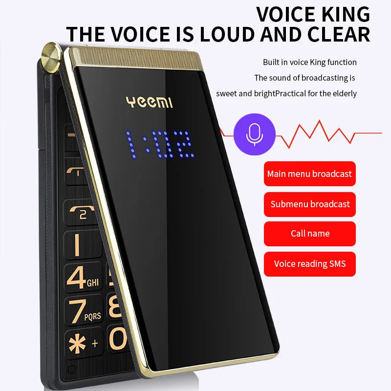 Teléfono Flip YEEMI M2-C para Adultos Mayores 2G Dual SIM
